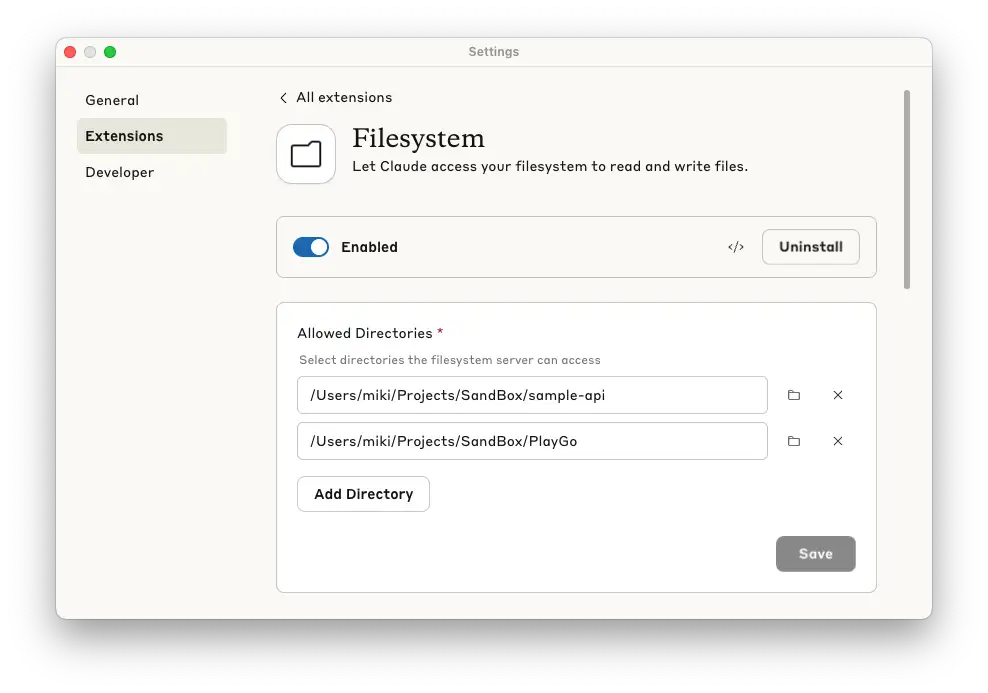 Claude Desktop Filesystem settings